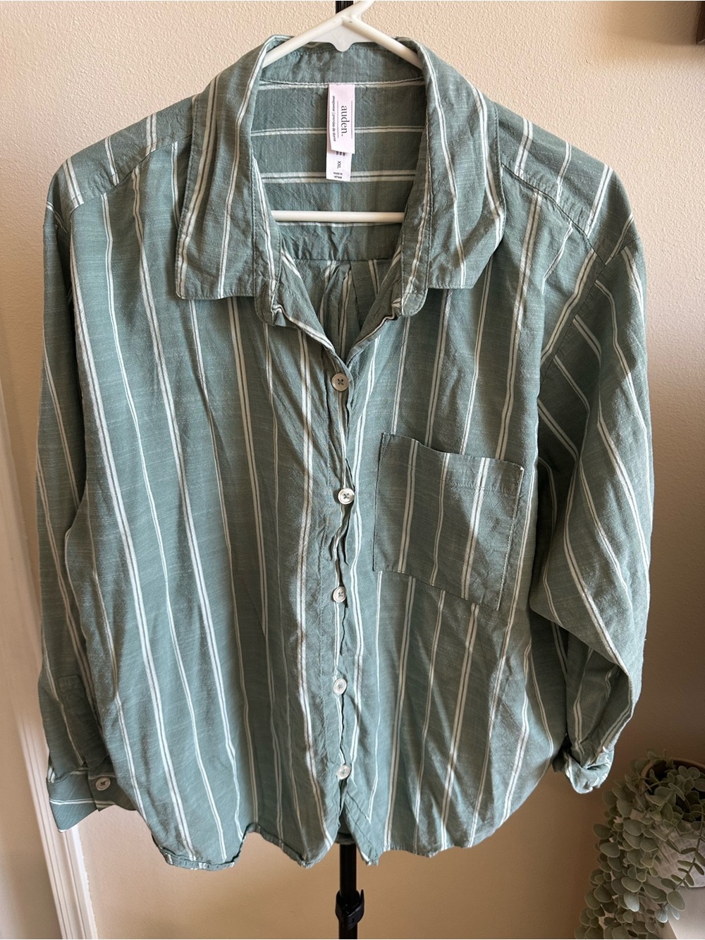 Auden Green Striped Button-Down Shirt
